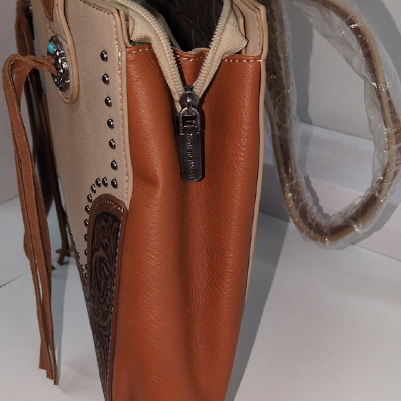 Montana West Tan and Brown Tote Bag - Picture 5 of 16